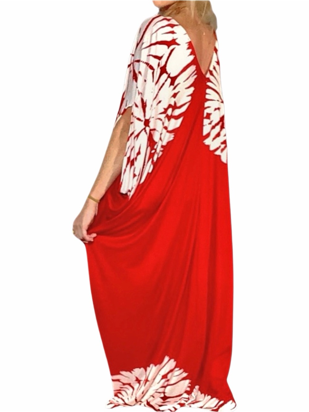 JENNAFER GRACE TIE-DYE RED & WHITE‎ Caftan